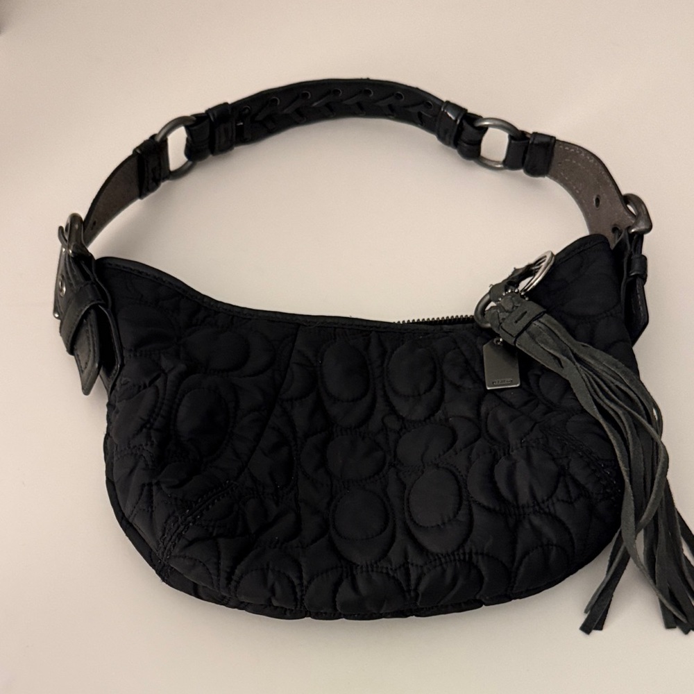 Coach Y2K Black Quilted Nylon Shoulder Bag